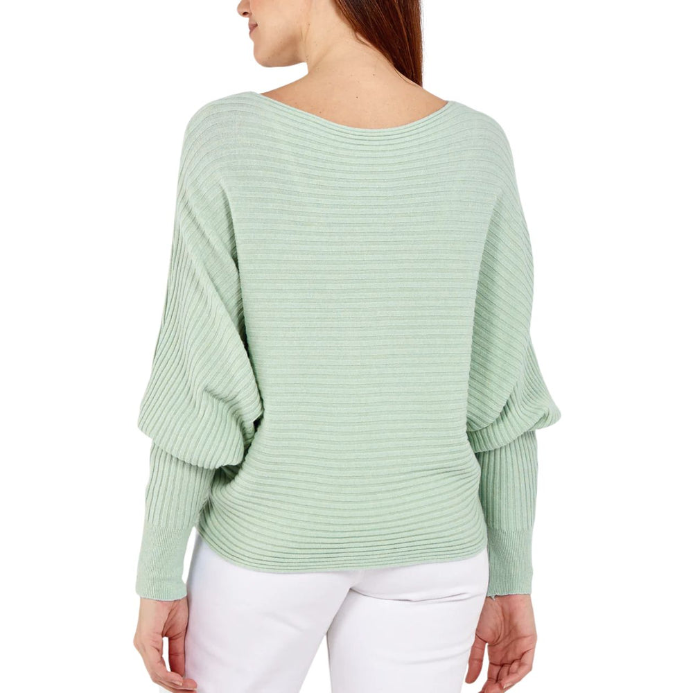 Rosa Rib Mint Green Batwing Sleeve Jumper - Sugarplum Boutique