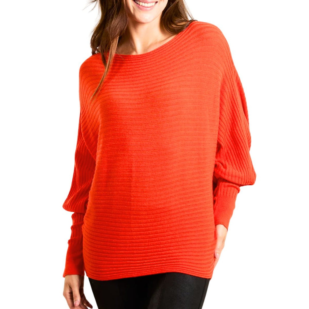 Rosa Rib Orange Batwing Sleeve Jumper - Sugarplum Boutique
