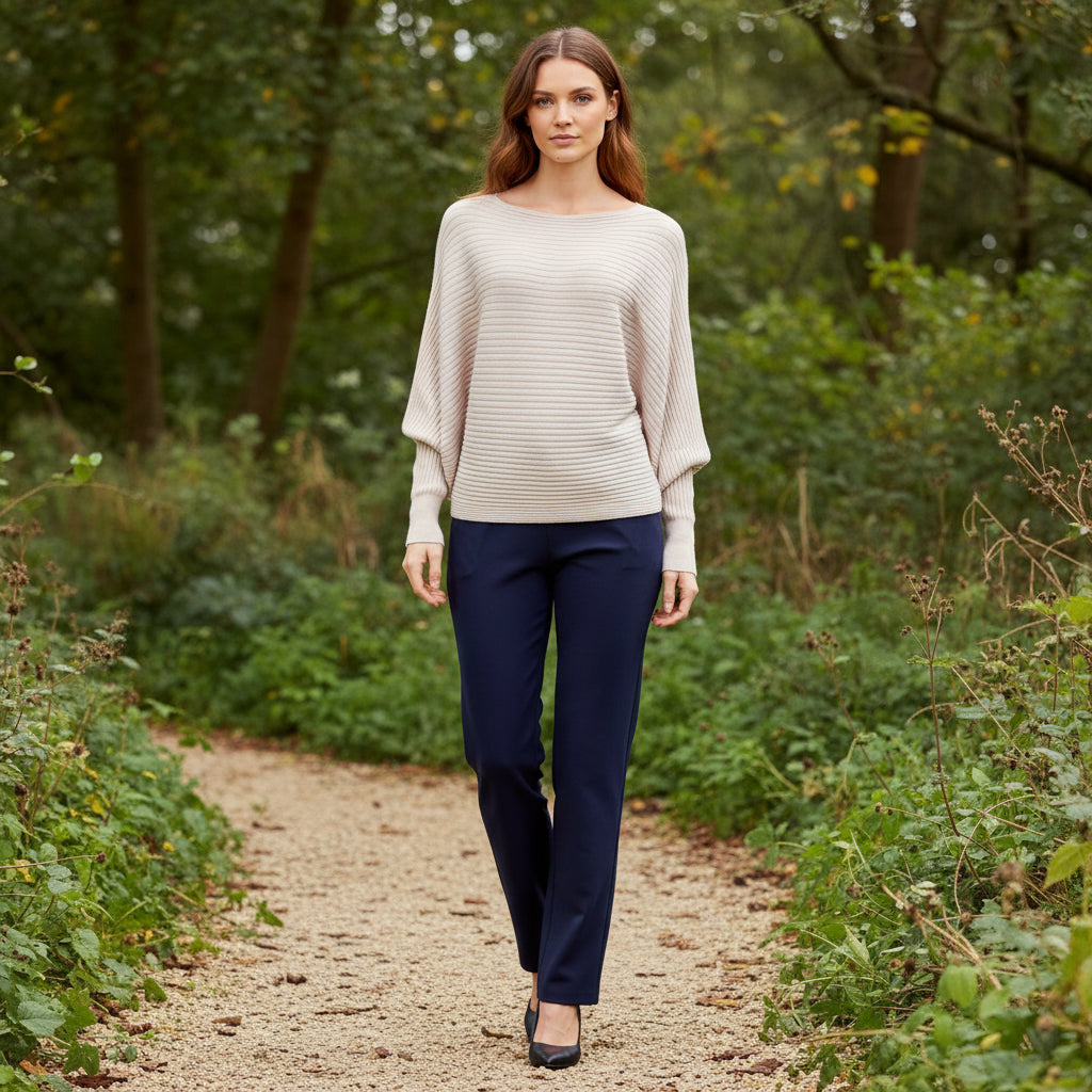 Rosa Rib Stone Batwing Sleeve Jumper - Sugarplum Boutique