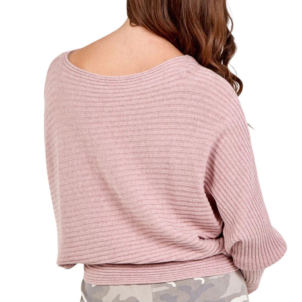 Rosa Rib Vintage Pink Batwing Sleeve Jumper - Sugarplum Boutique
