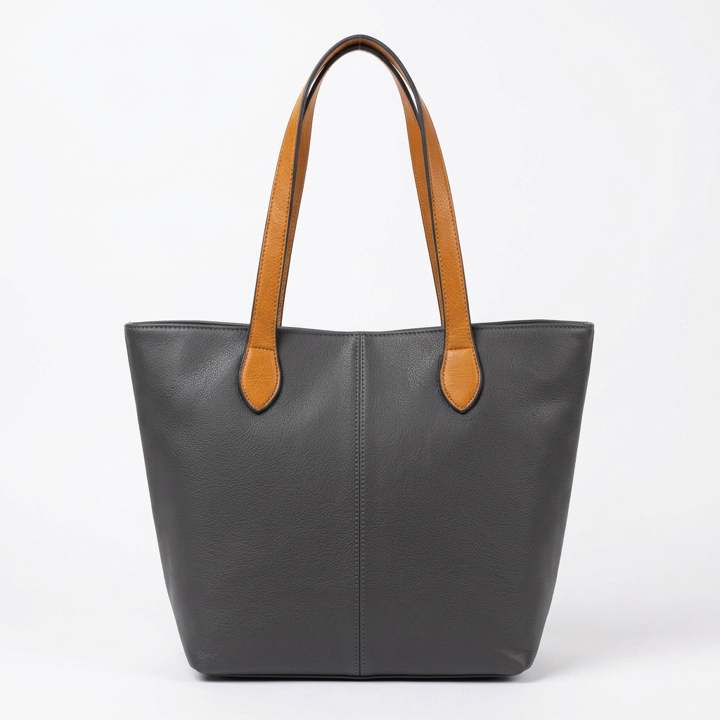 Rosalie Faux Leather Dark Grey Tote Bag - Sugarplum Boutique
