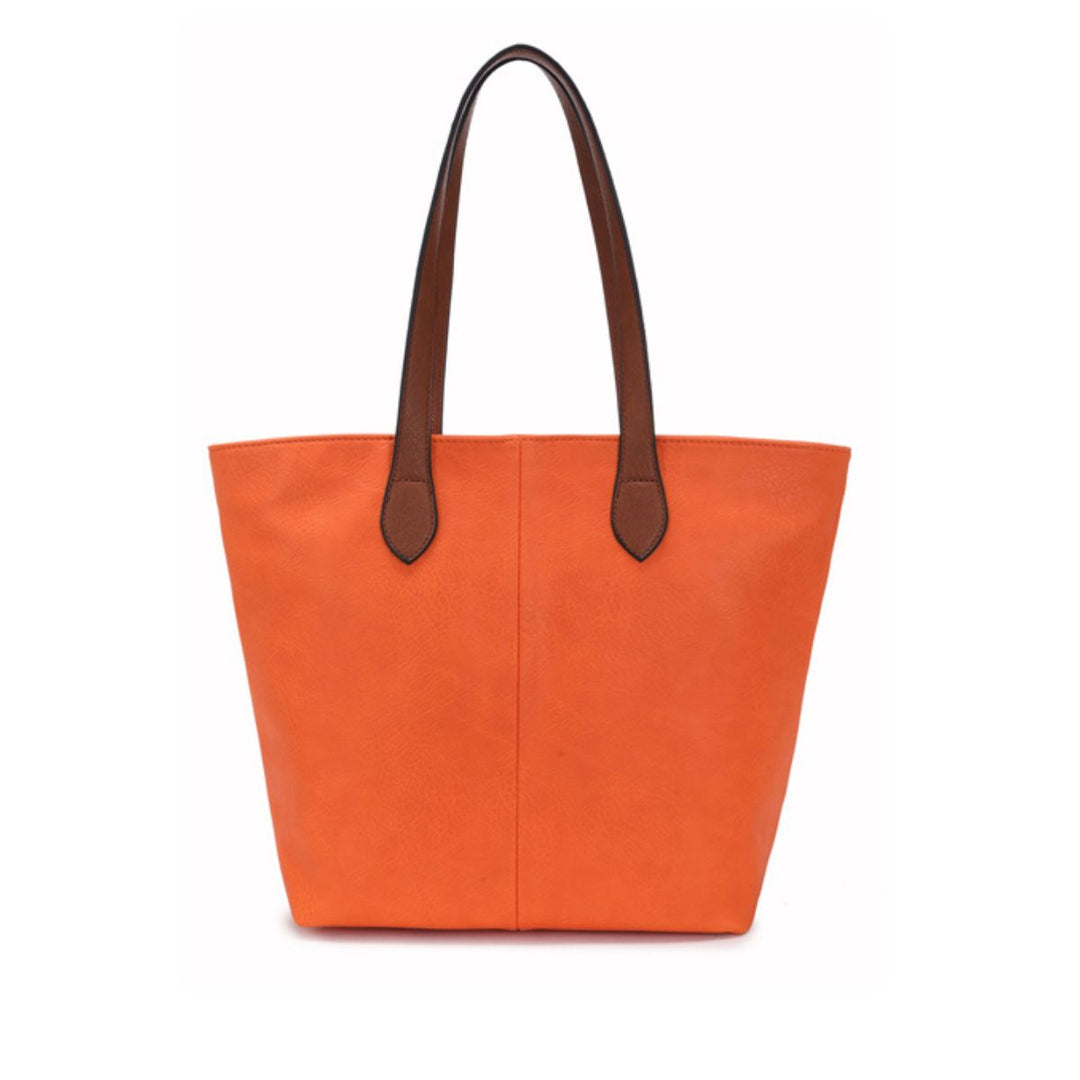 Rosalie Faux Leather Orange Tote Bag - Sugarplum Boutique