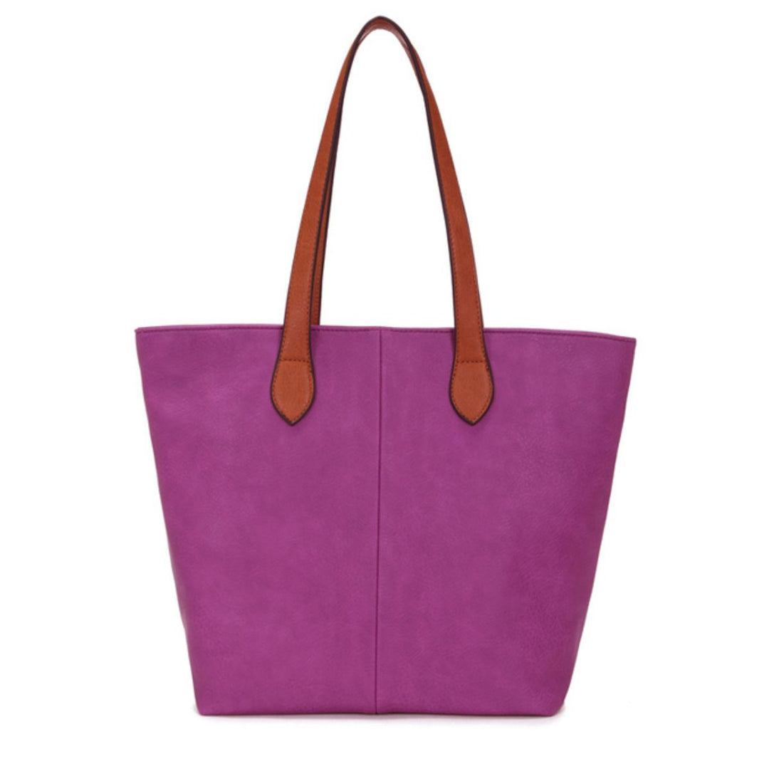 Rosalie Faux Leather Purple Tote Bag - Sugarplum Boutique