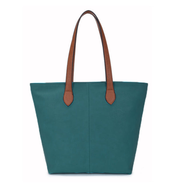 Rosalie Faux Leather Teal Green Tote Bag - Sugarplum Boutique
