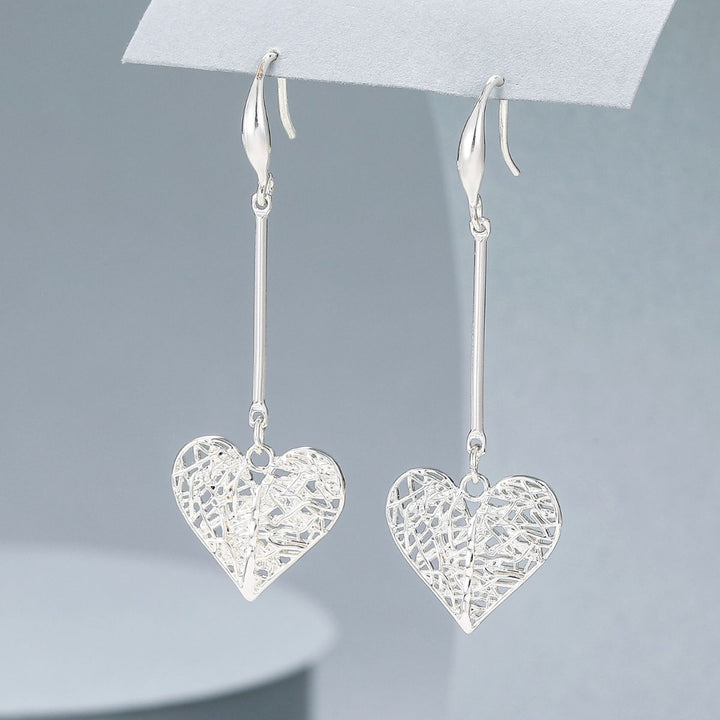 Rosie Heart Drop Earring Silver - Sugarplum Boutique