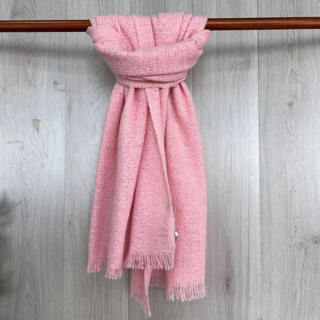Sally Sequin Sparkle Winter Scarf Pink - Sugarplum Boutique