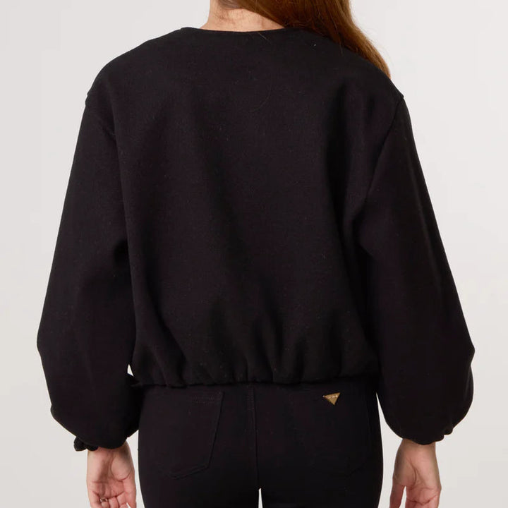 Sally Soft Touch Zip Up Bomber Jacket Black - Sugarplum Boutique