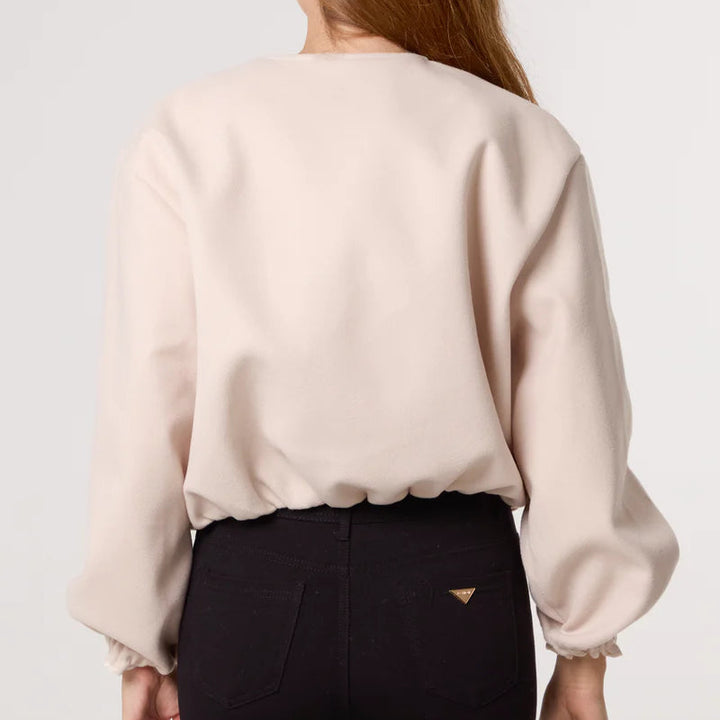 Sally Soft Touch Zip Up Bomber Jacket Cream - Sugarplum Boutique