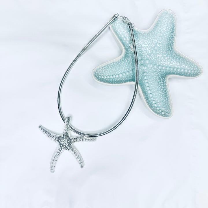 Sand Starfish Necklace Silver - Sugarplum Boutique