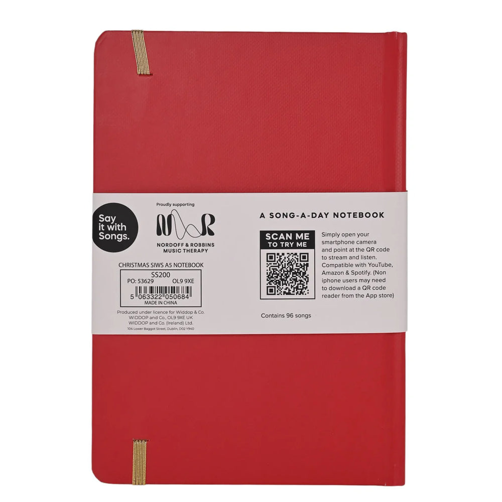 Say It With Songs A5 Hardback Notebook 96 Pages - I Wish It Could Be Christmas Everyday - Sugarplum Boutique