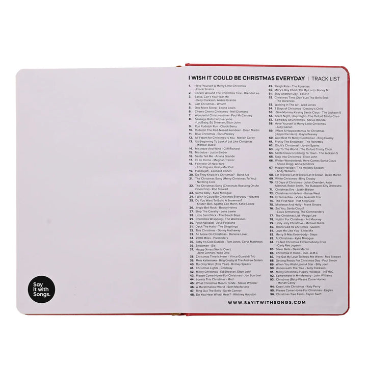 Say It With Songs A5 Hardback Notebook 96 Pages - I Wish It Could Be Christmas Everyday - Sugarplum Boutique