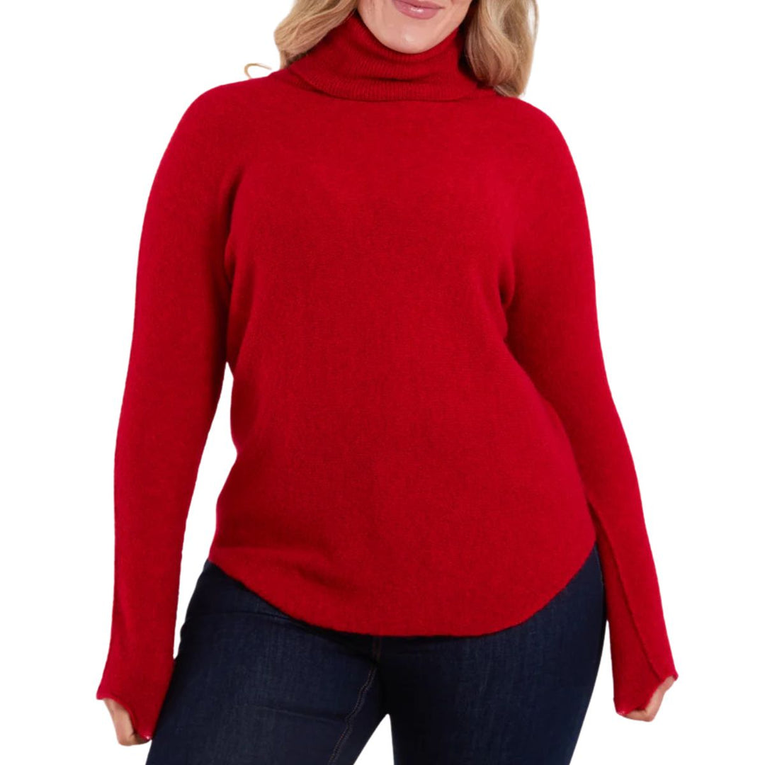 Scottie Roll Neck Soft Touch Jumper Red - Sugarplum Boutique