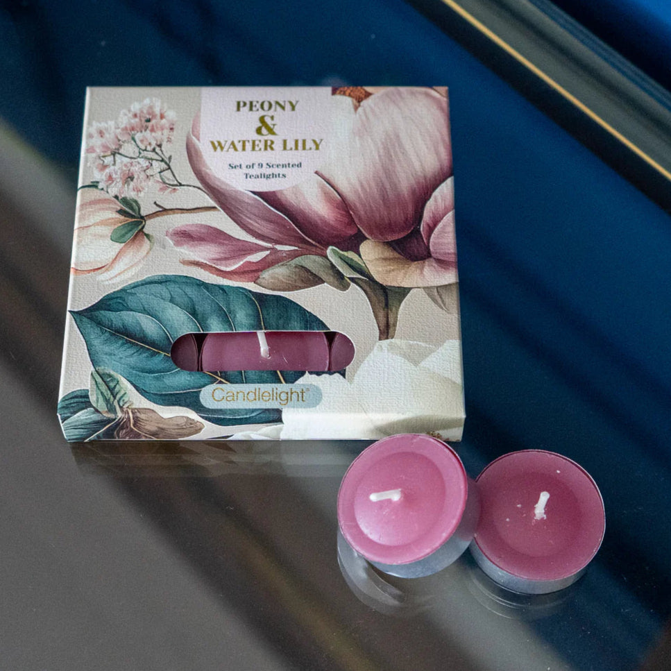 Set Of 9 Tealights - Peony & Water Lily - Sugarplum Boutique