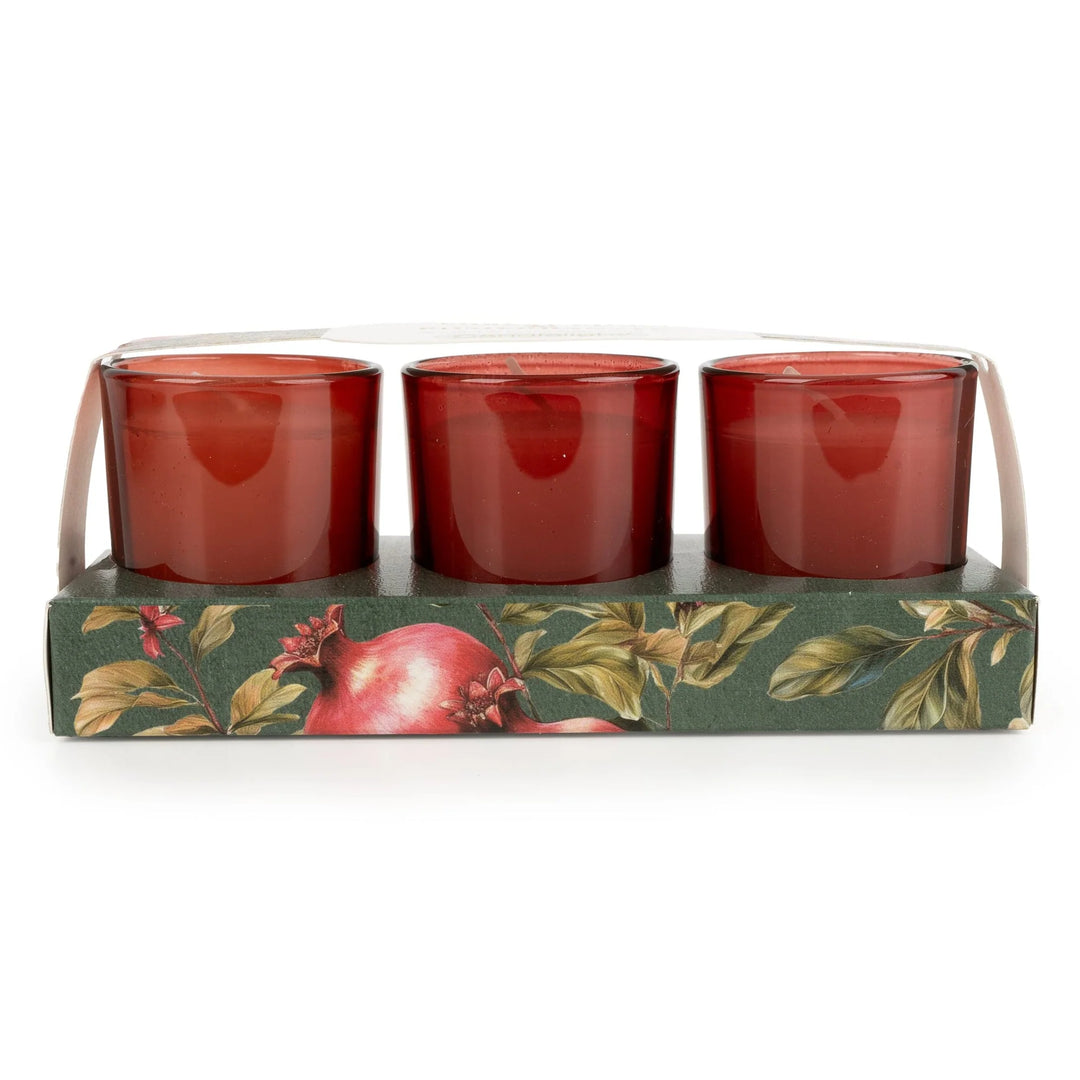 Set of 3 Votive Candles - Forest Pine & Pomegranate - Sugarplum Boutique