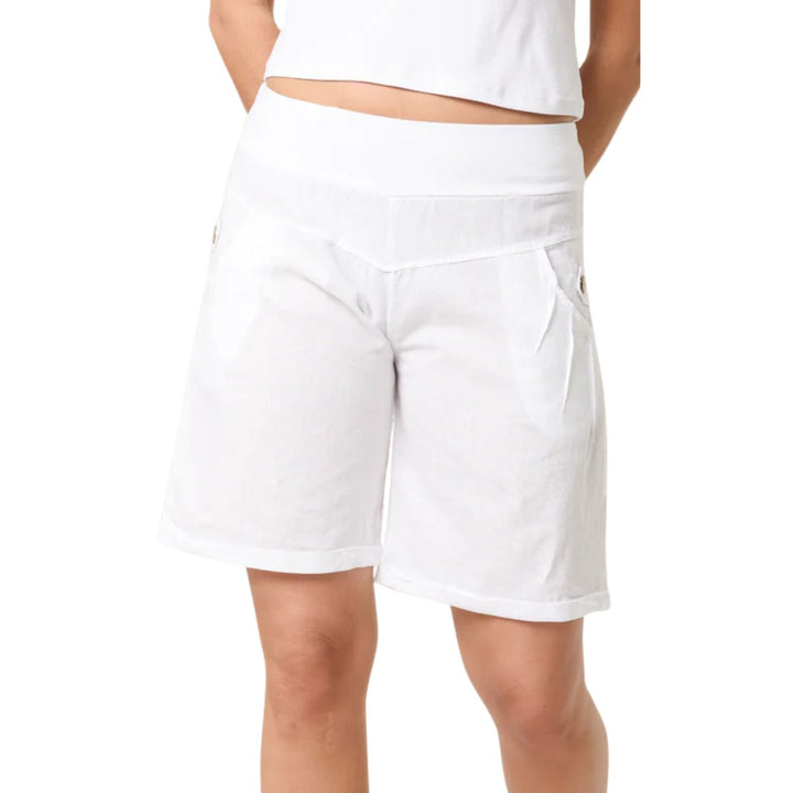 Shampnan Cotton Linen Blend Shorts White - Sugarplum Boutique