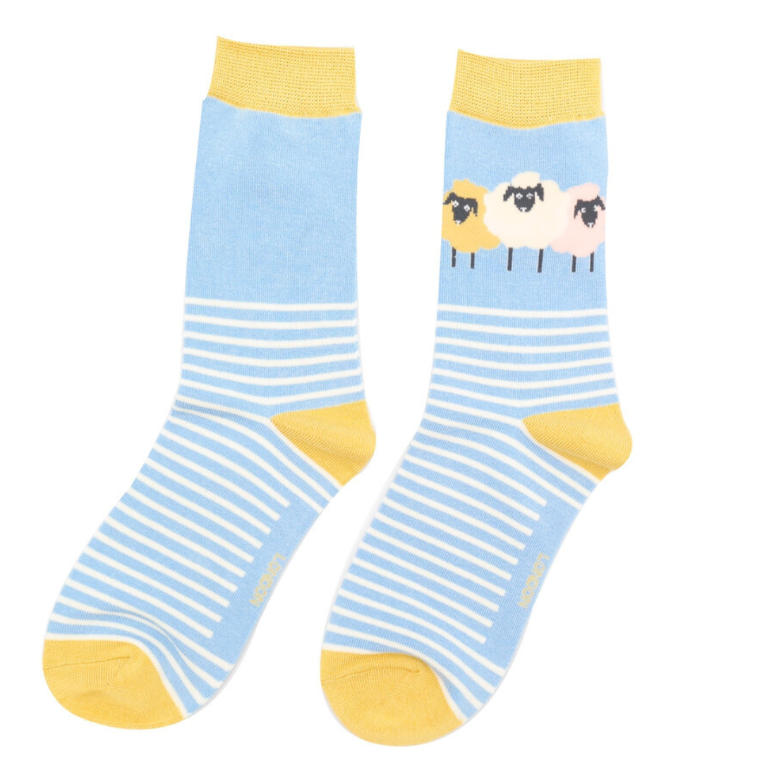 Sheep Pals Ladies Bamboo Socks Blue - Sugarplum Boutique