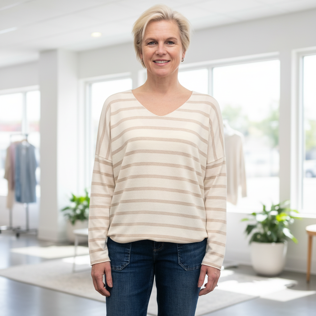 Shelley Mocha Brown Striped Top - Sugarplum Boutique