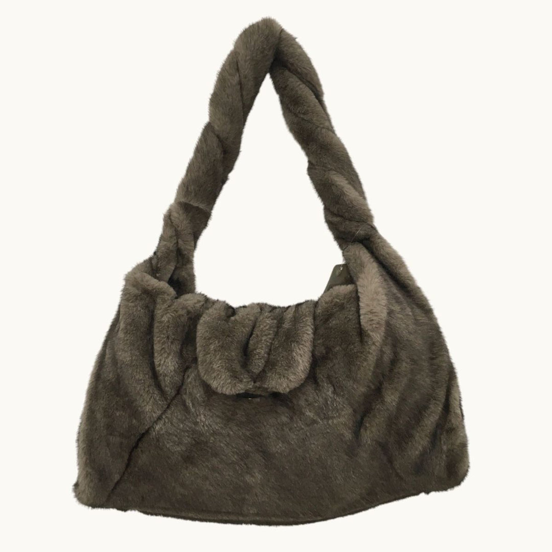 Sienna Dark Grey Faux Fur Handbag - Sugarplum Boutique