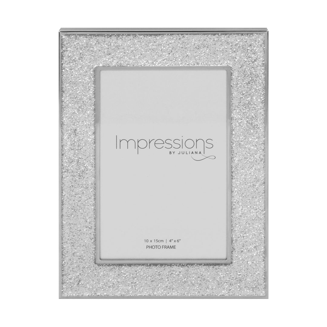 Silver Coloured Glitter Band Photo Frame 6" x 4" - Sugarplum Boutique