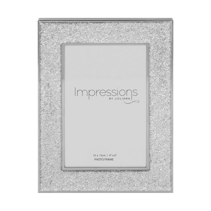Silver Coloured Glitter Band Photo Frame 6" x 4" - Sugarplum Boutique