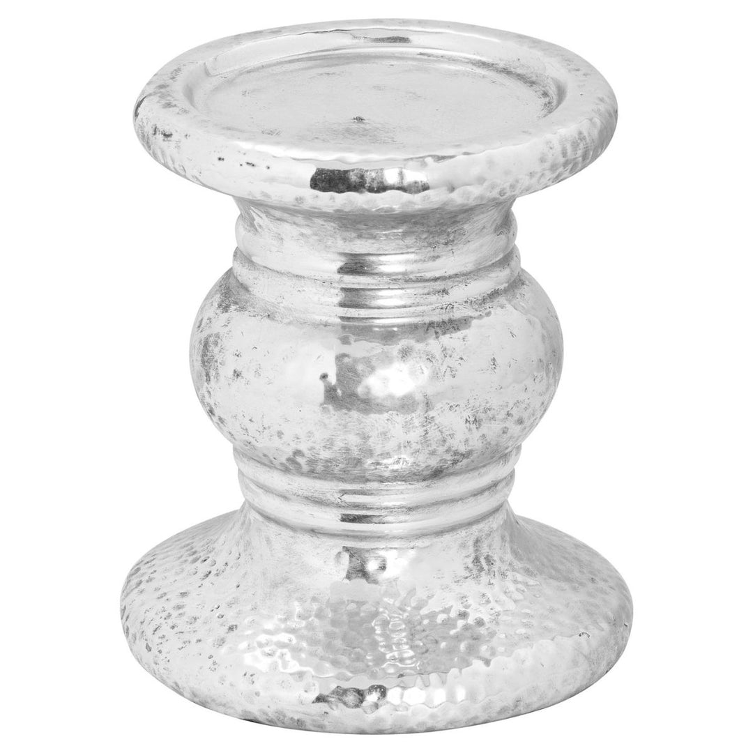 Silver Punch Faced Ceramic Candle Holder - Sugarplum Boutique