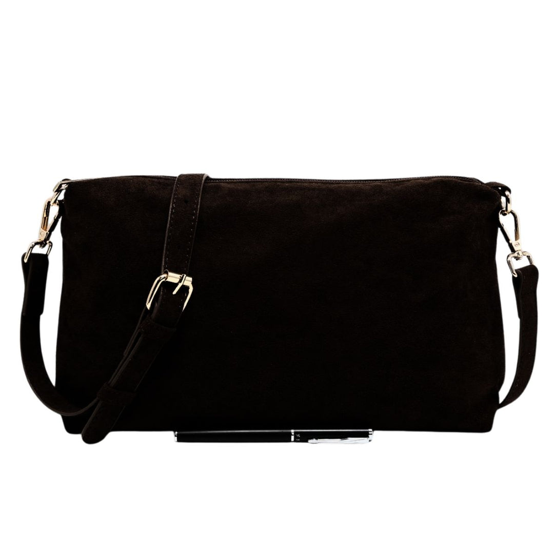 Sonya Black Suedette Handbag - Sugarplum Boutique