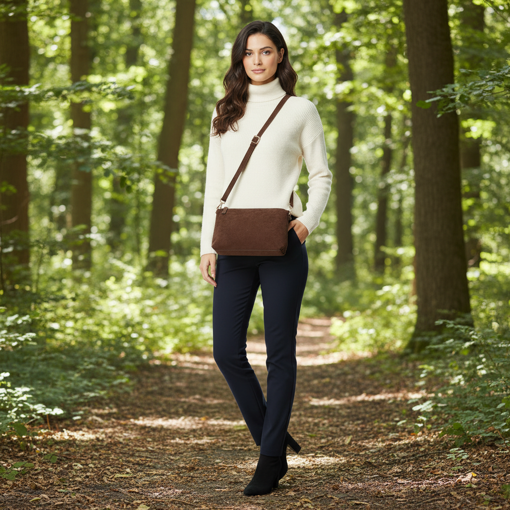 Sonya Chocolate Brown Suedette Handbag - Sugarplum Boutique