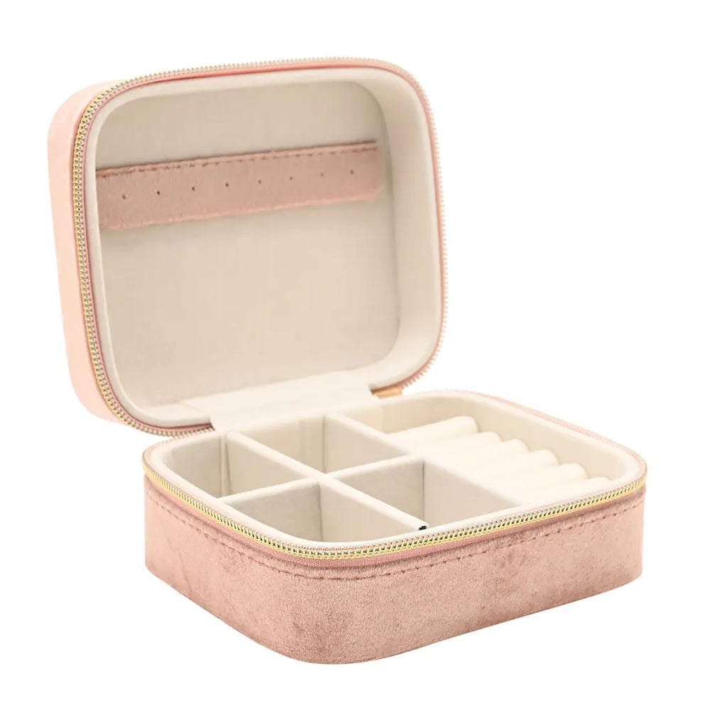 Sophia Classic Blush Pink Velvet Jewellery Box - Sugarplum Boutique
