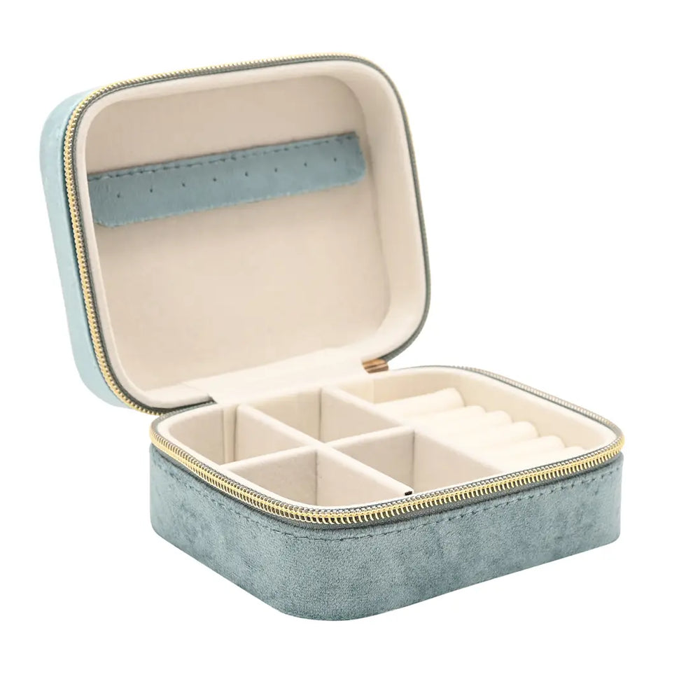 Sophia Classic Teal Velvet Jewellery Box - Sugarplum Boutique