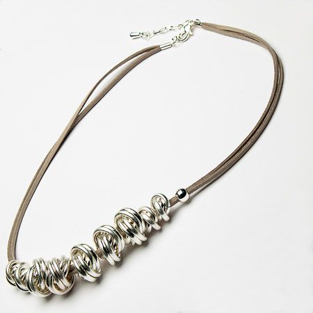 Spirals Light Grey Suede Short Necklace - Sugarplum Boutique