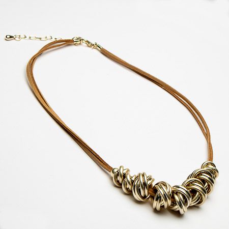 Spirals Tan Brown Suede Short Necklace - Sugarplum Boutique