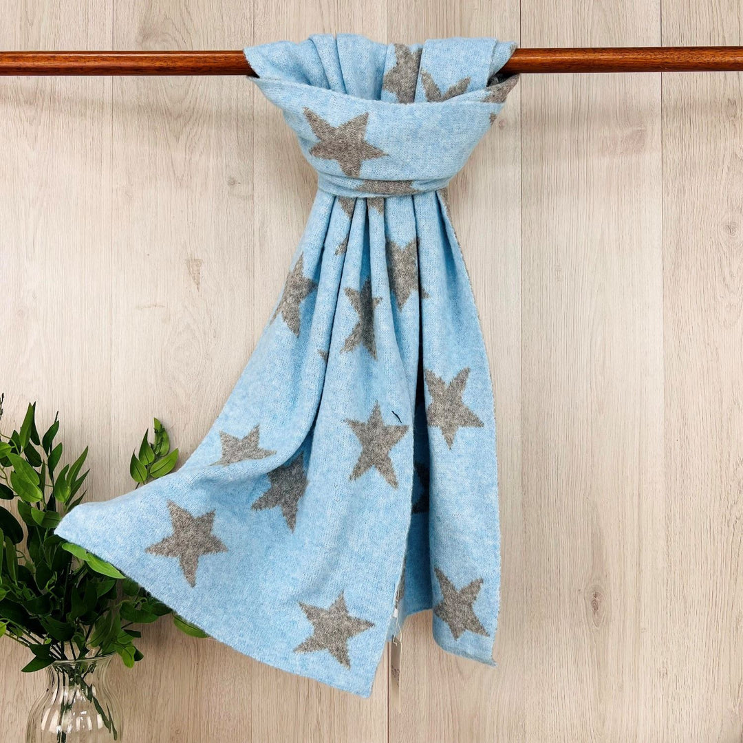 Stella Star Print Winter Scarf Blue - Sugarplum Boutique