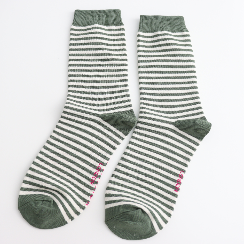 Striped Green Ladies Bamboo Socks - Sugarplum Boutique
