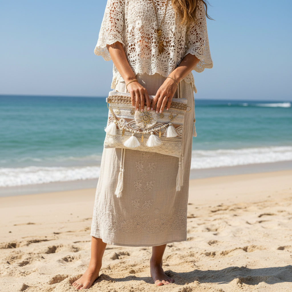 Sun Clutch Bag Cream - Sugarplum Boutique
