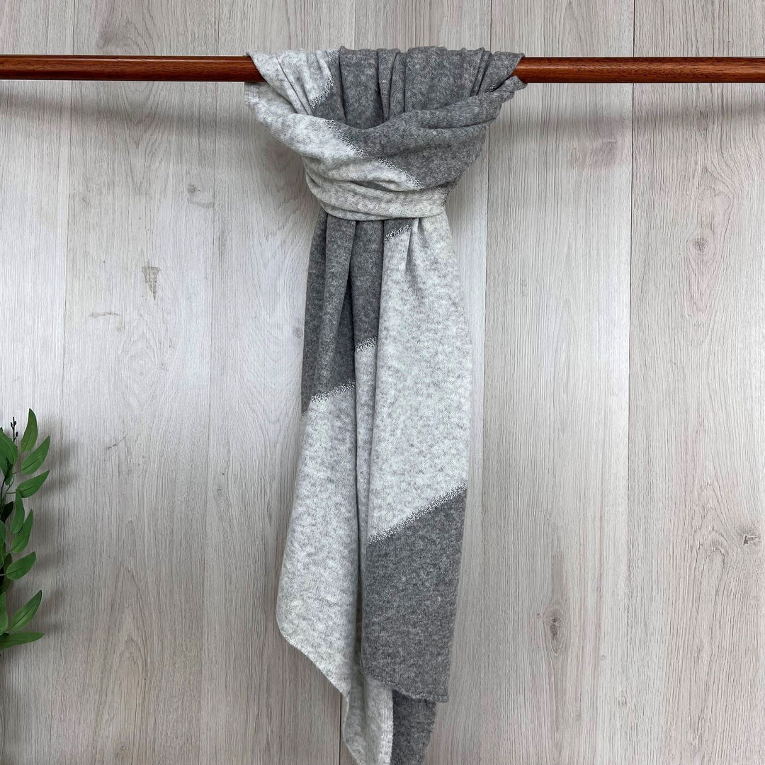 Surrey Stitched Two Tone Winter Scarf Grey - Sugarplum Boutique