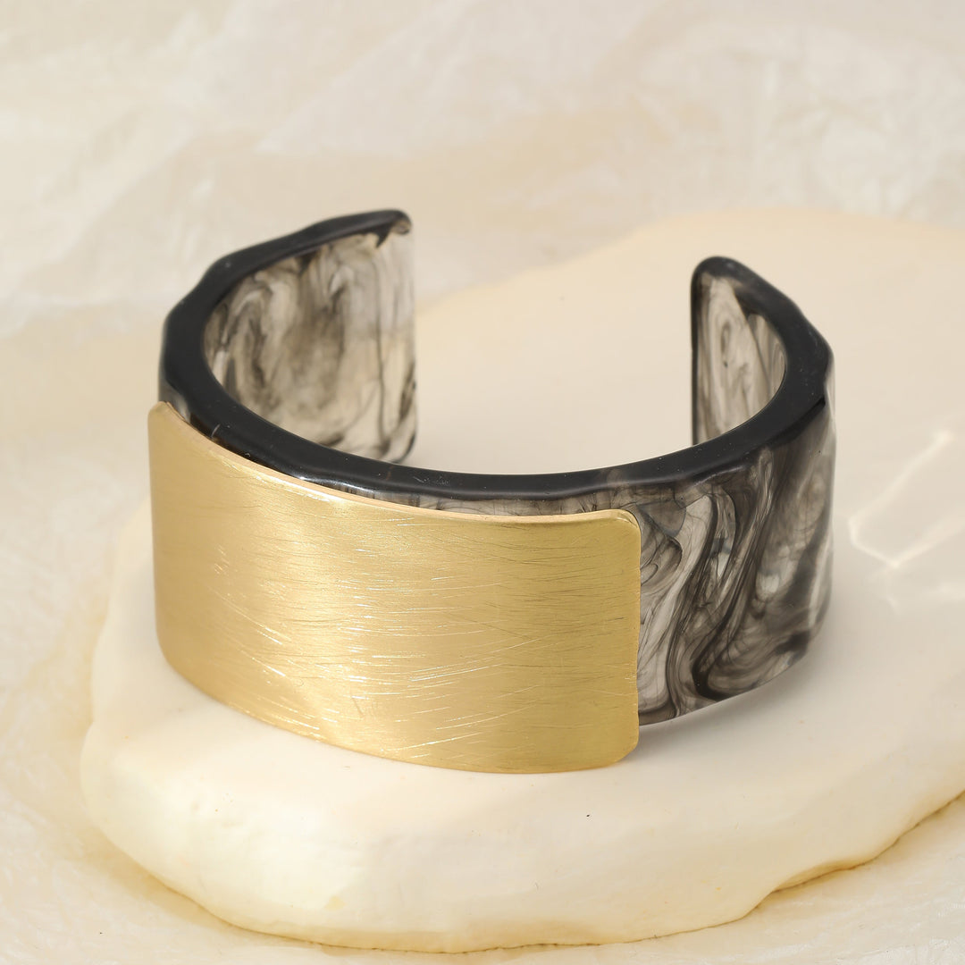 Susie Resin Rectangle Cuff Bracelet Gold - Sugarplum Boutique