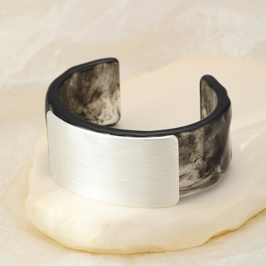 Susie Resin Rectangle Cuff Bracelet Silver - Sugarplum Boutique