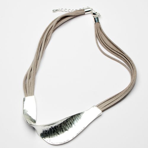 Sydney Grey Multi Strand Suede Twisted Bar Short Necklace  - Sugarplum Boutique