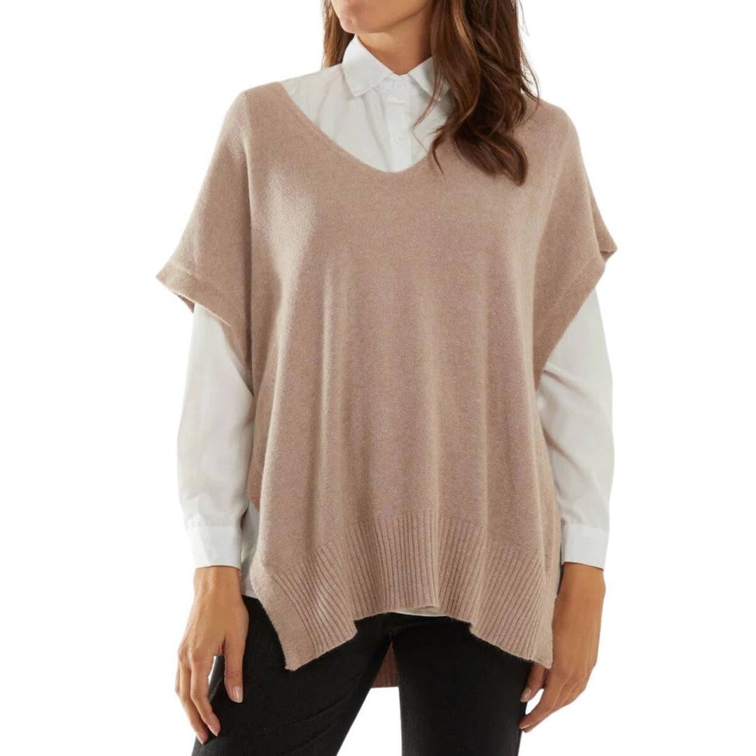 Taba Button Tabbard Split Side Top Mocha Brown - Sugarplum Boutique