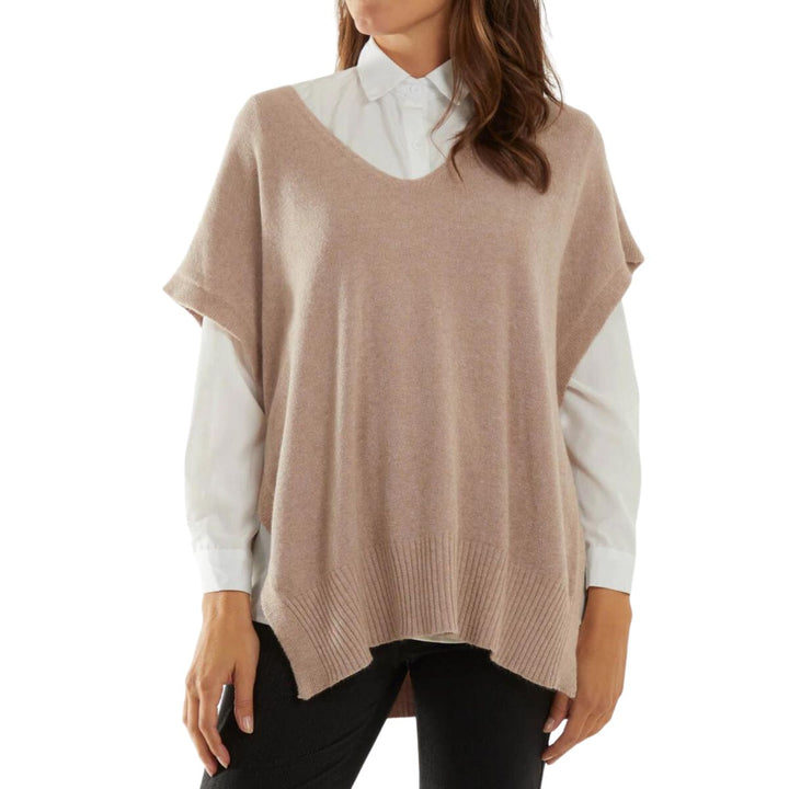 Taba Button Tabbard Split Side Top Mocha Brown - Sugarplum Boutique