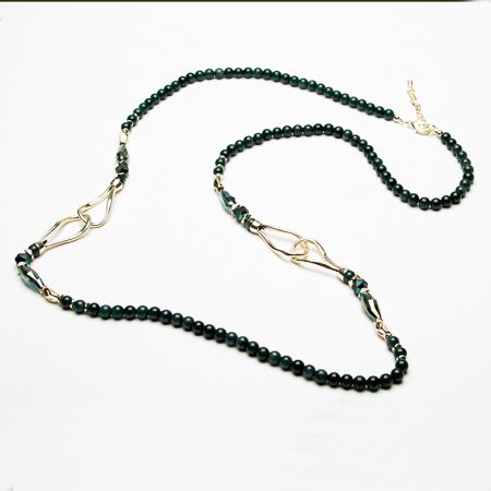 Tally Teal Glass Beaded Long Necklace - Sugarplum Boutique