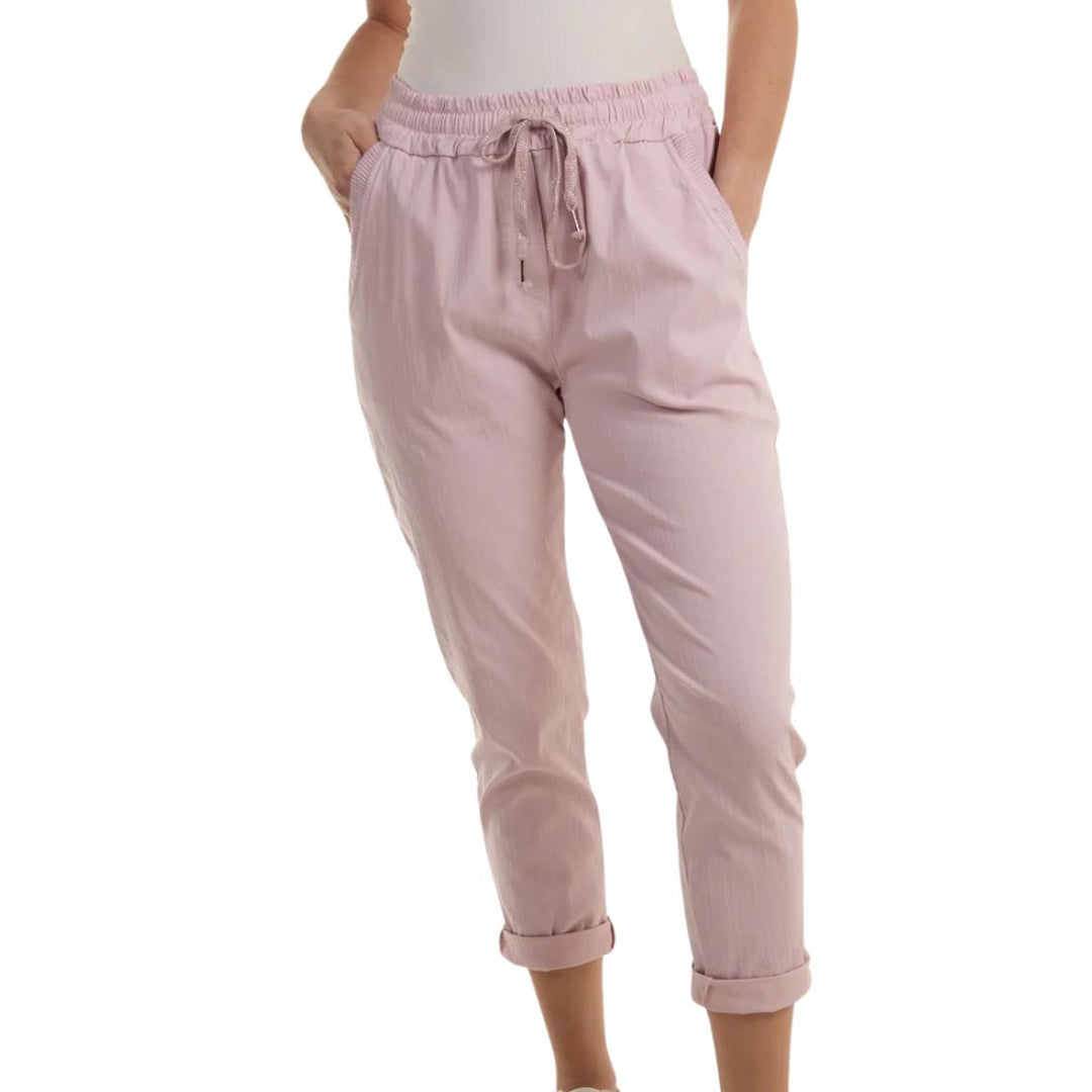 Tess Textured Stripe Trousers Vintage Pink - Sugarplum Boutique