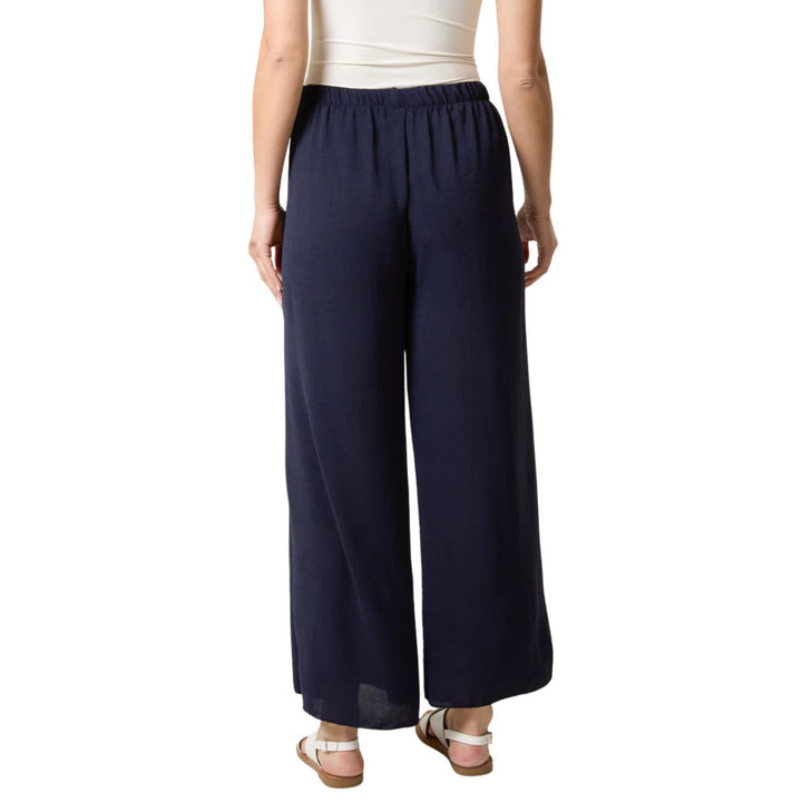 Tiana Tied Front Side Split Layered Trousers Navy Blue - Sugarplum Boutique