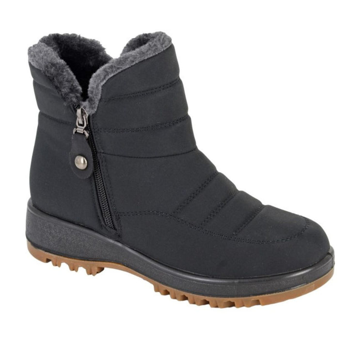 Tilly Thermal Lined Zip Ankle Snow Boots Black - Sugarplum Boutique