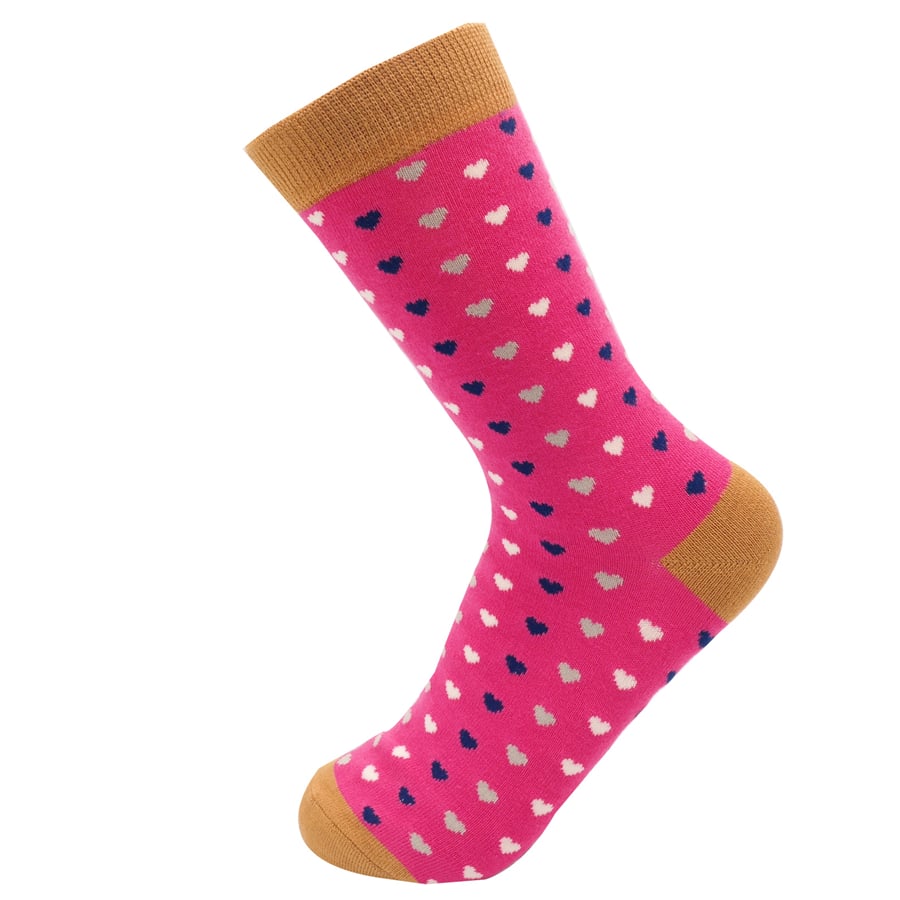 Tiny Hearts Ladies Bamboo Socks Cerise Pink - Sugarplum Boutique