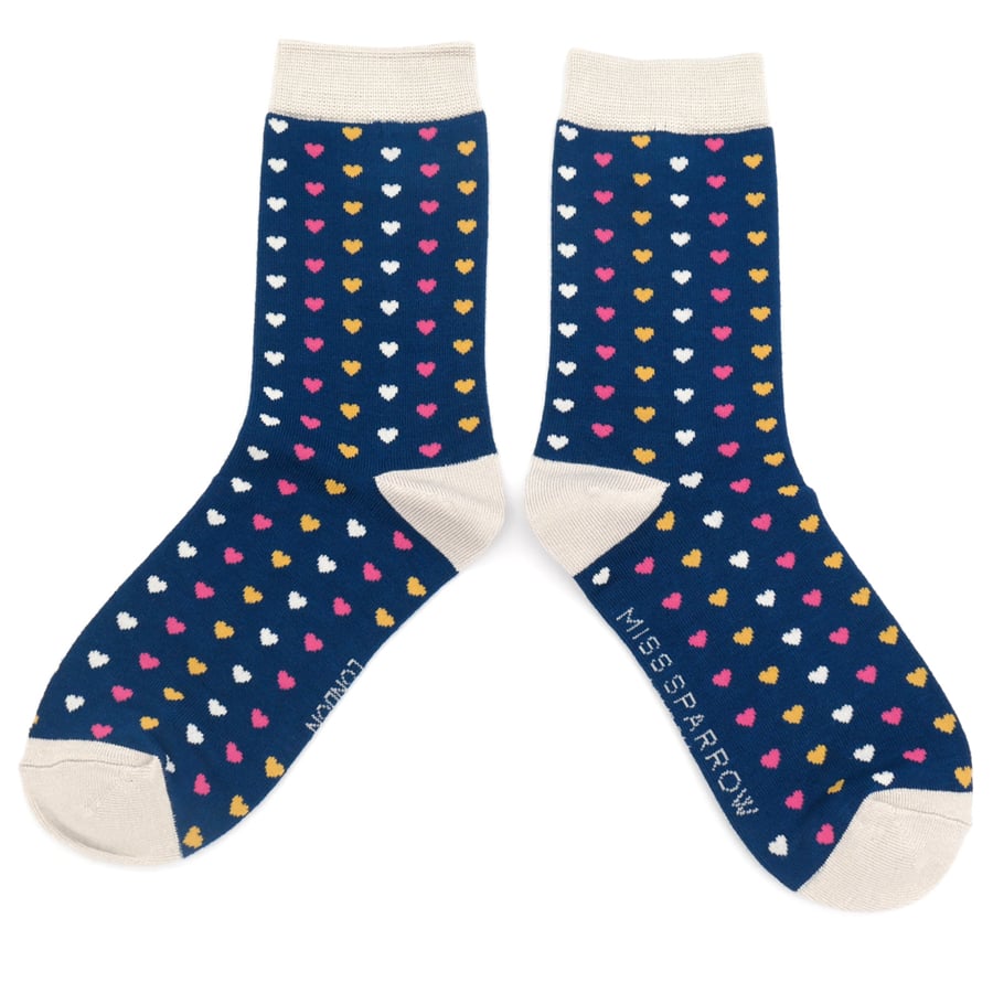 Tiny Hearts Ladies Bamboo Socks Navy Blue - Sugarplum Boutique