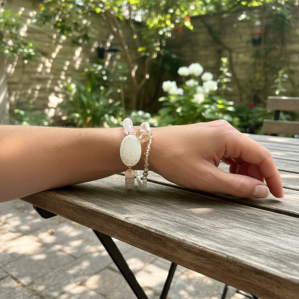 Toni Cream Two Strand Bracelet -Sugarplum Boutique