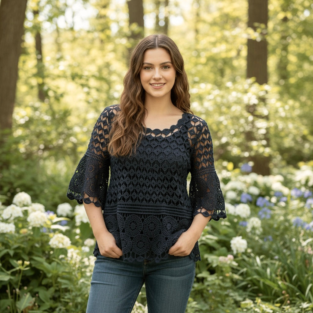 Toni Two Piece Crochet Set Black - Sugarplum Boutique