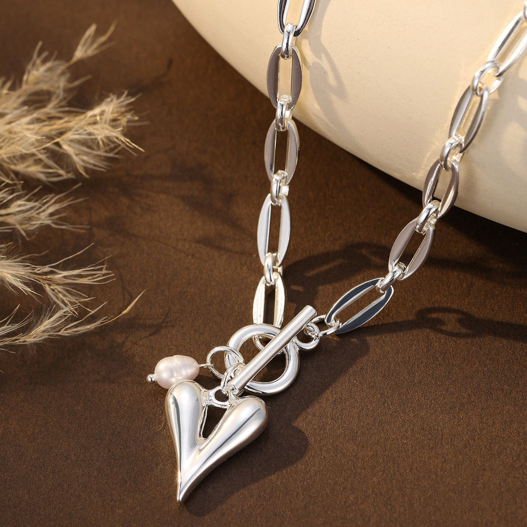 Tracy T Bar Silver Chain Link Heart Short Necklace - Sugarplum Boutique