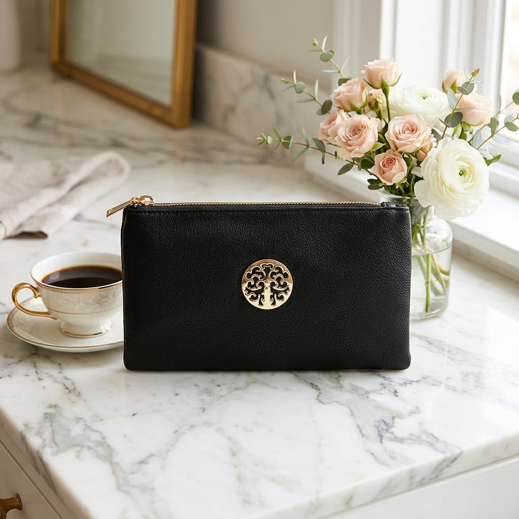 Tree Of Life Faux Leather Black Handbag - Sugarplum Boutique